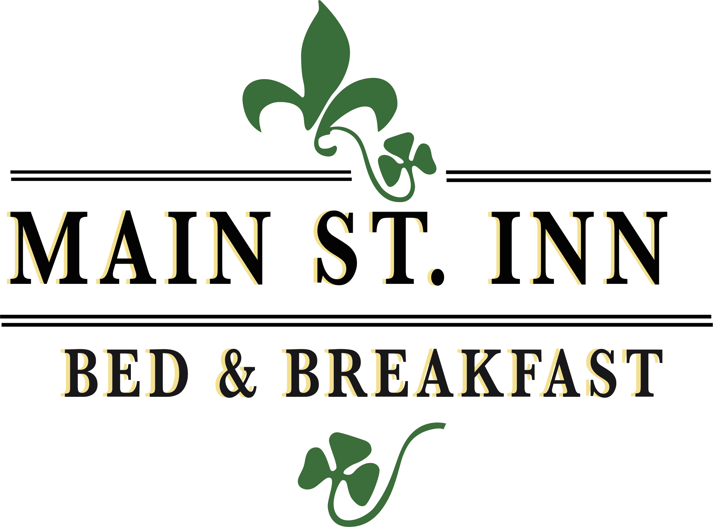 Logo for Main St. Inn Bed & Breakfast featuring a fleur-de-lis design.